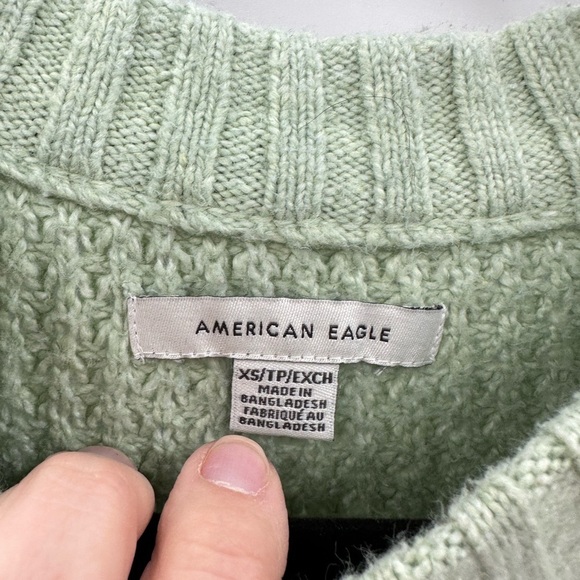 AMERICAN EAGLE Oversized green-brown large knit woman bohemian casual sweaters - Picture 5 of 16